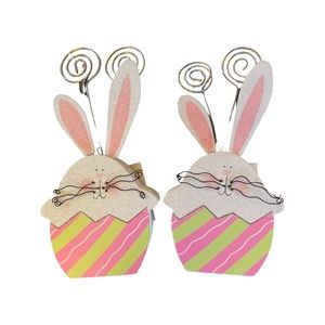 2 Bunny Photo Holders Clip NWT